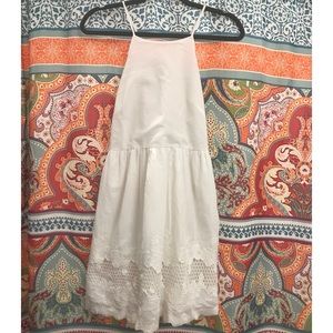 Darling White Embroidered High Neck Dress